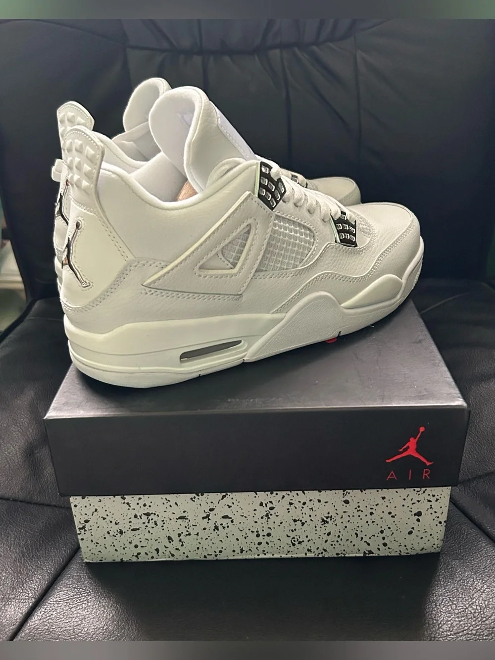 NIB Air Jordan White Leather Retro 4 Sneakers